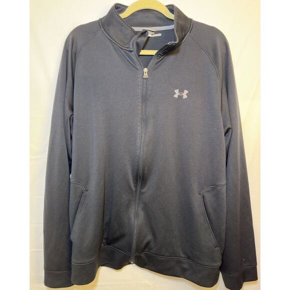 Under Armour Fleece Jacket Full Zip XL Black Long‎ Sleeve Athletic 3 Pocket #1 - Picture 1 of 7